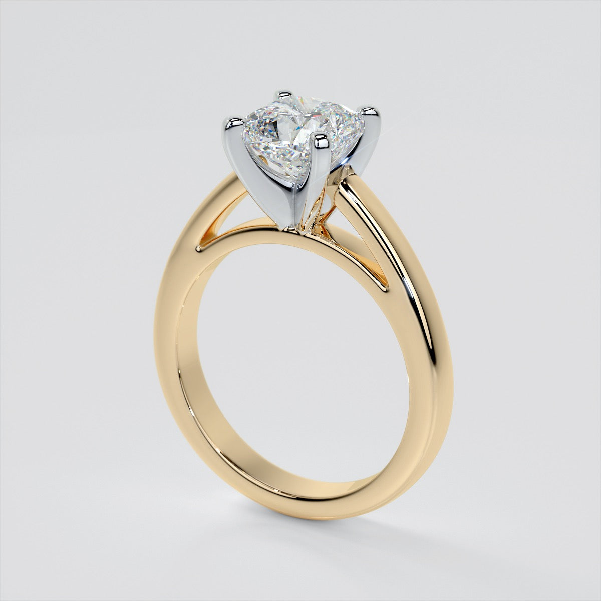 Cushion Cut Cathedral Style Engagement Ring