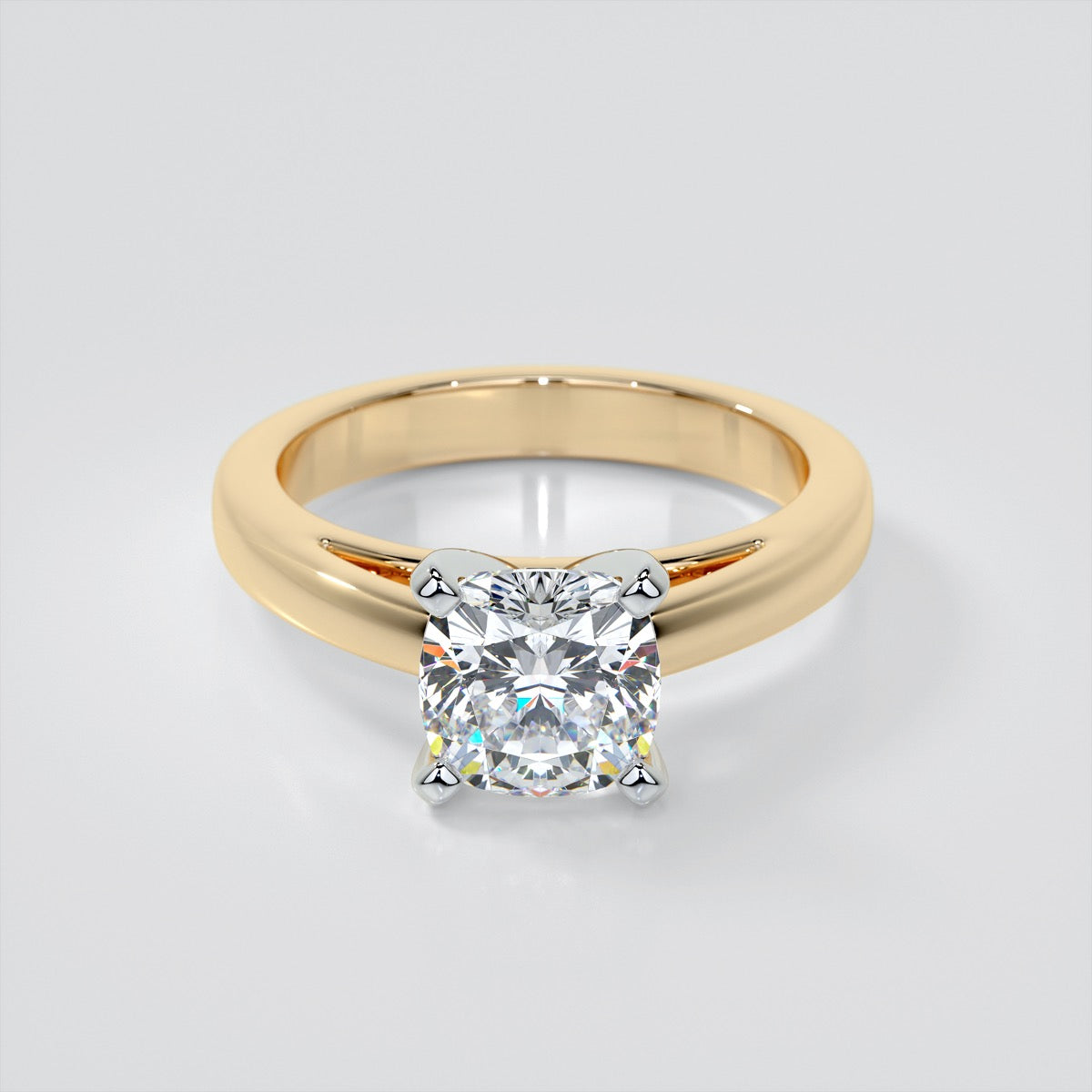 Lab Grown Diamond Cushion Cut Cathedral Style Engagement Ring