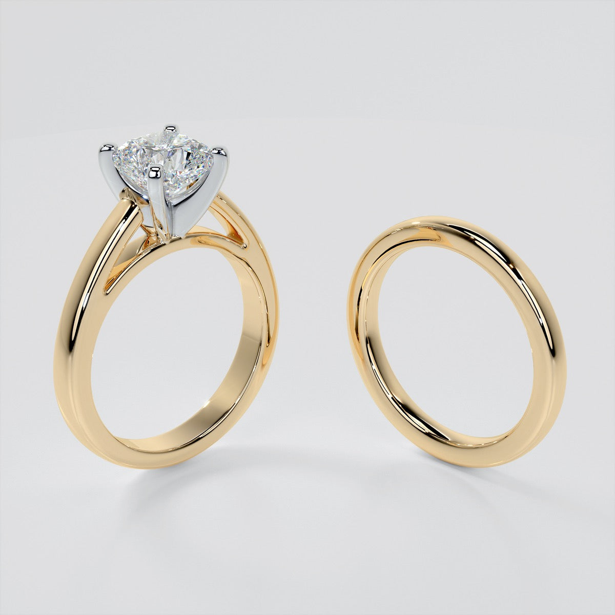 Cushion Cut Cathedral Style Engagement Ring