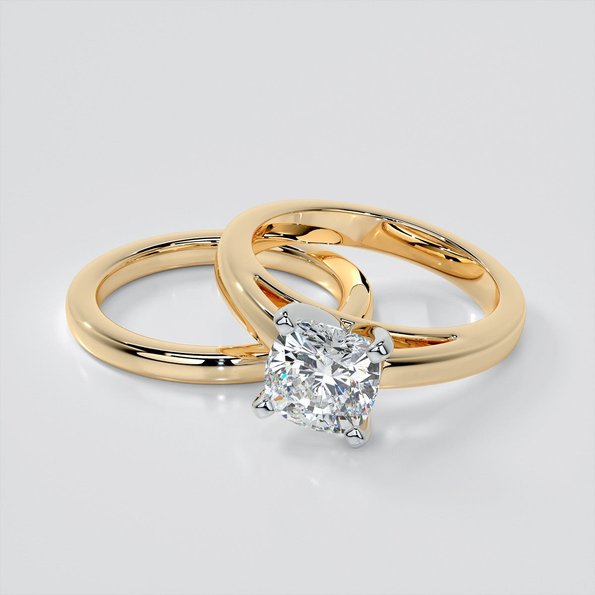 Cushion Cut Cathedral Style Engagement Ring