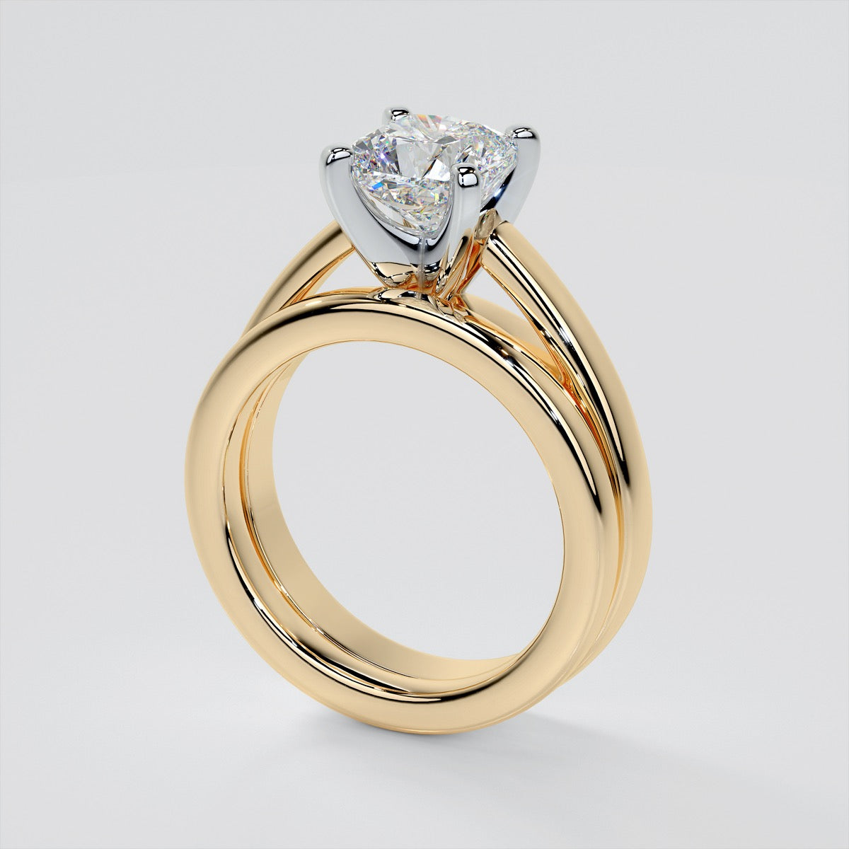 Lab Grown Diamond Cushion Cut Cathedral Style Engagement Ring