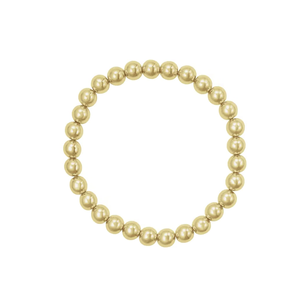 14K Yellow Gold-Filled Beaded Stackable Bracelet – 6MM Stretch Ball Bracelet