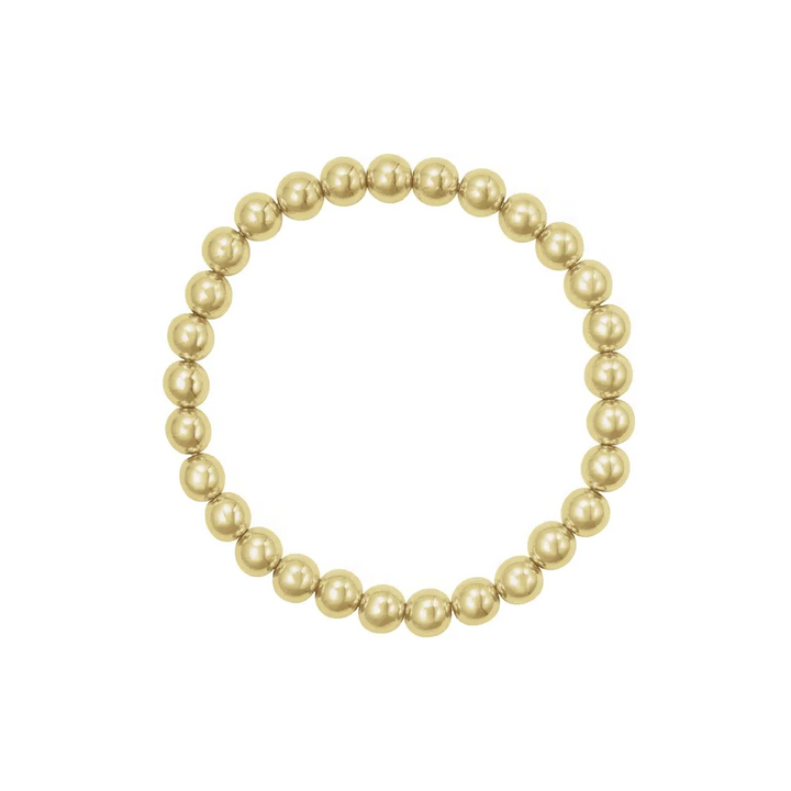 14K Yellow Gold-Filled Beaded Stackable Bracelet – 6MM Stretch Ball Bracelet