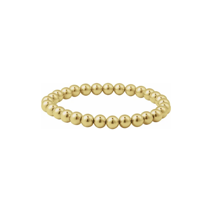 14K Yellow Gold-Filled Beaded Stackable Bracelet – 6MM Stretch Ball Bracelet