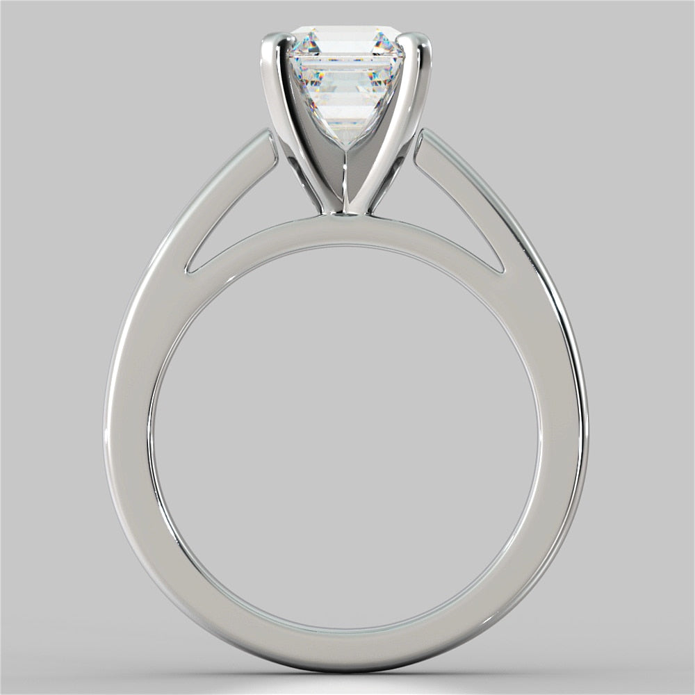 Lab Grown Diamond Asscher Cut Cathedral Style Engagement Ring