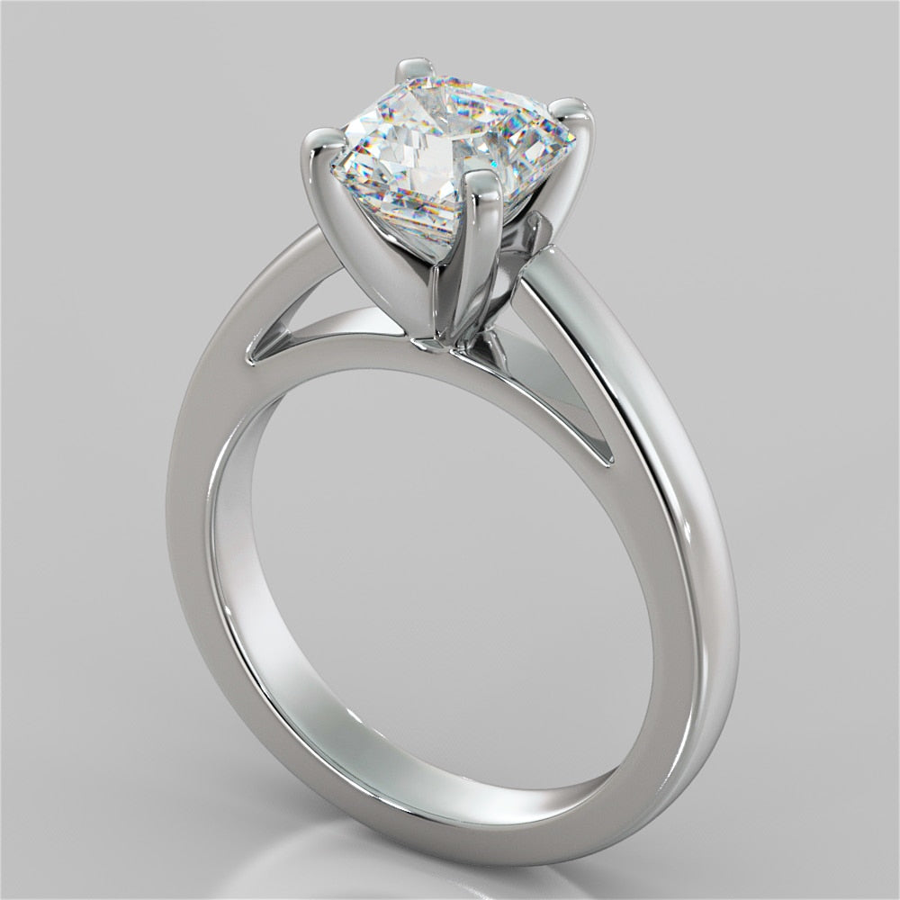 Asscher Cut Cathedral Style Engagement Ring