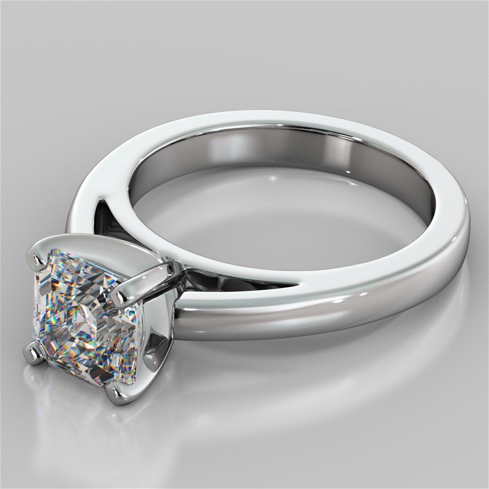 Lab Grown Diamond Asscher Cut Cathedral Style Engagement Ring