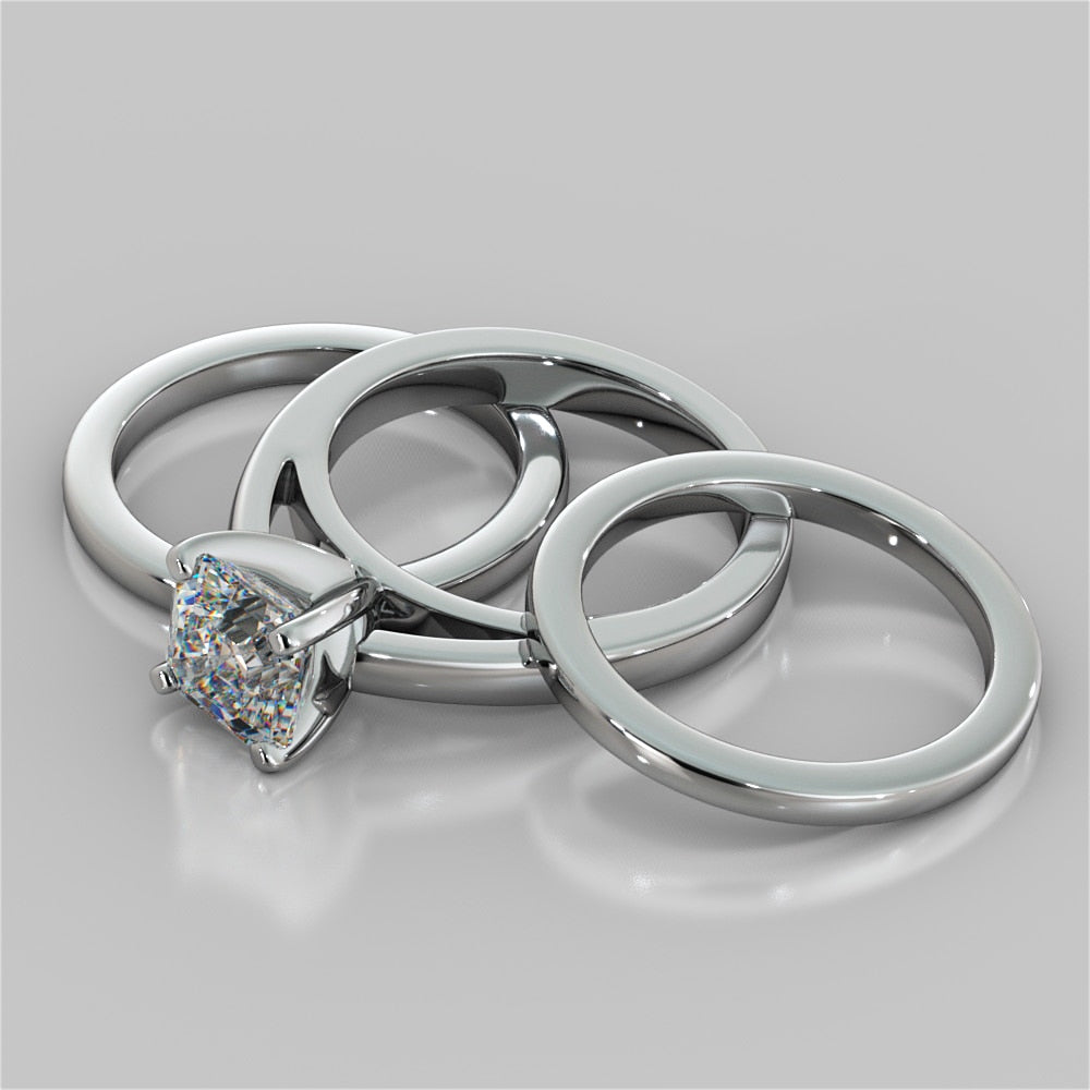 Asscher Cut Cathedral Style Engagement Ring