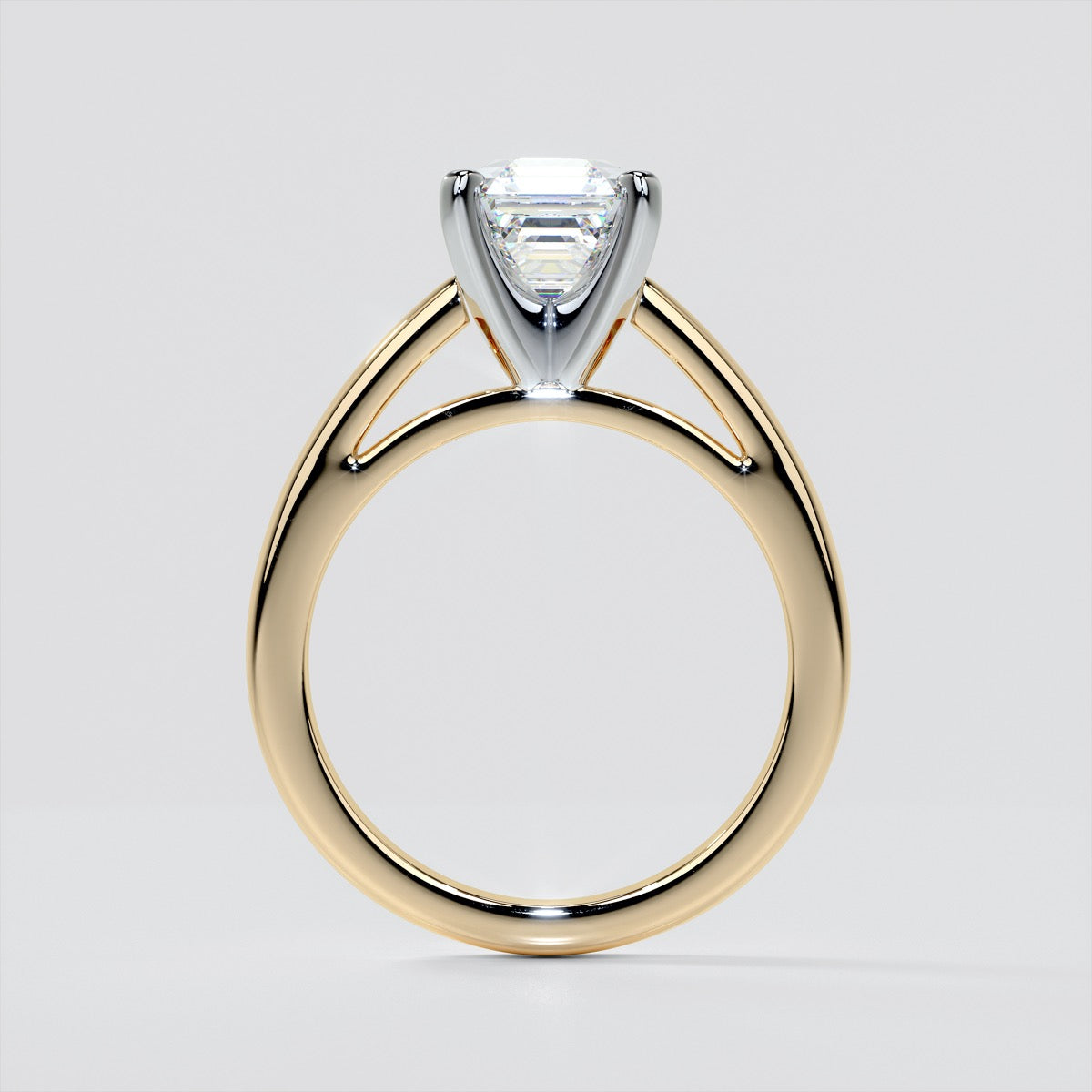 Lab Grown Diamond Asscher Cut Cathedral Style Engagement Ring