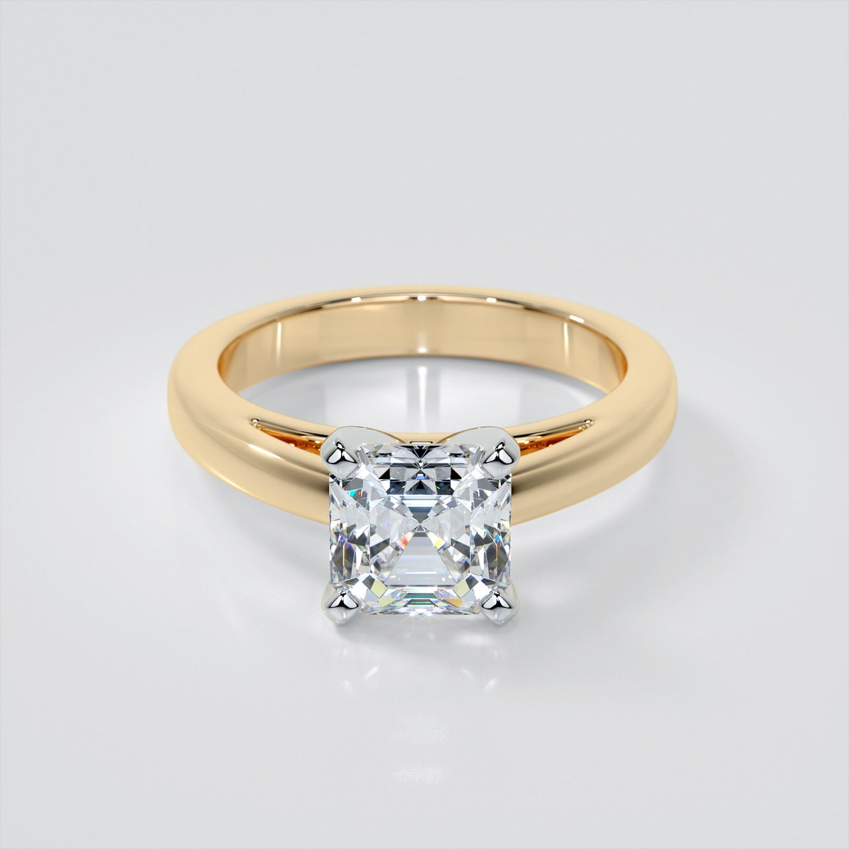 Lab Grown Diamond Asscher Cut Cathedral Style Engagement Ring