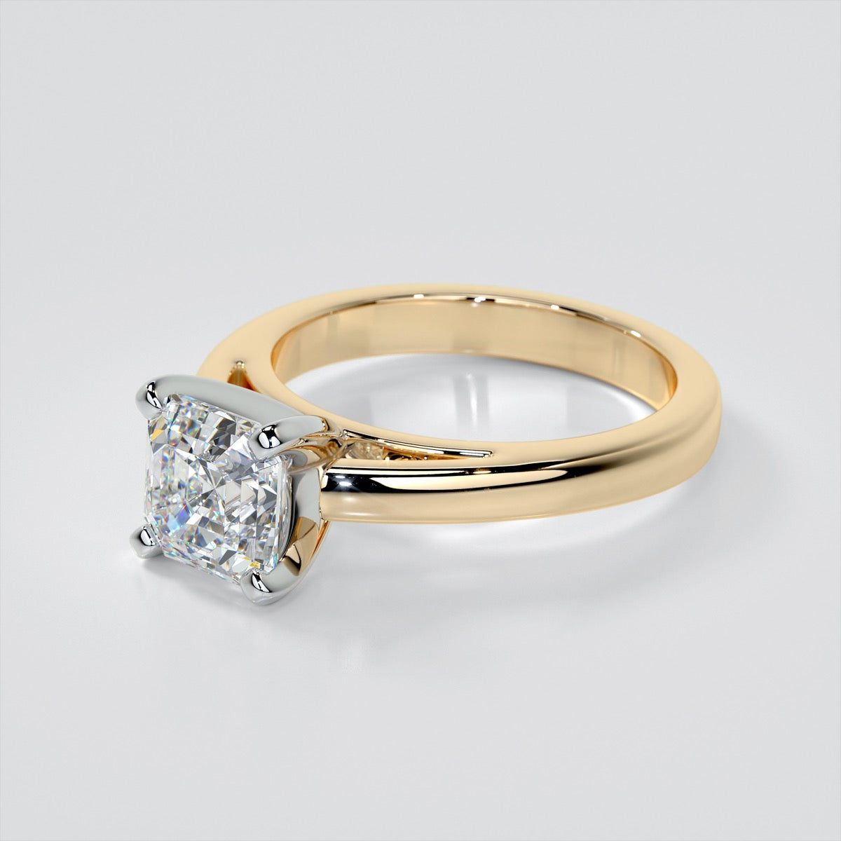 Asscher Cut Cathedral Style Engagement Ring