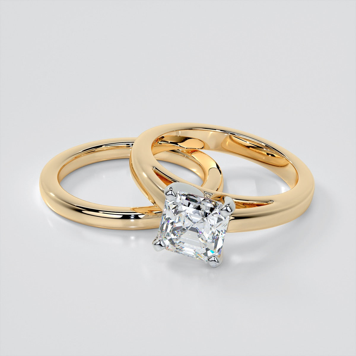 Asscher Cut Cathedral Style Engagement Ring