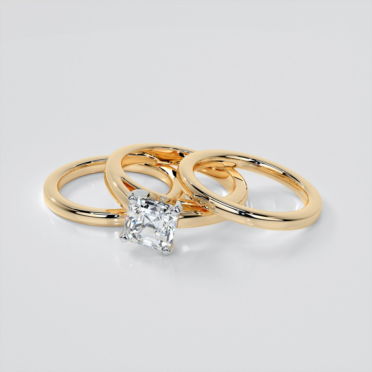 Lab Grown Diamond Asscher Cut Cathedral Style Engagement Ring