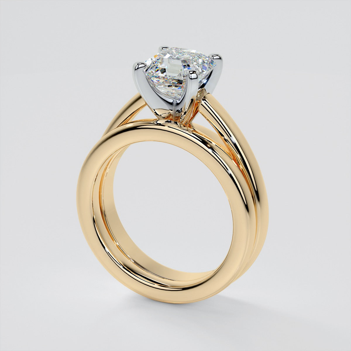 Asscher Cut Cathedral Style Engagement Ring