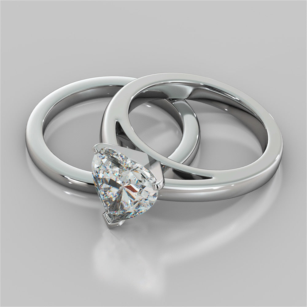 Heart Cut Cathedral Style Engagement Ring