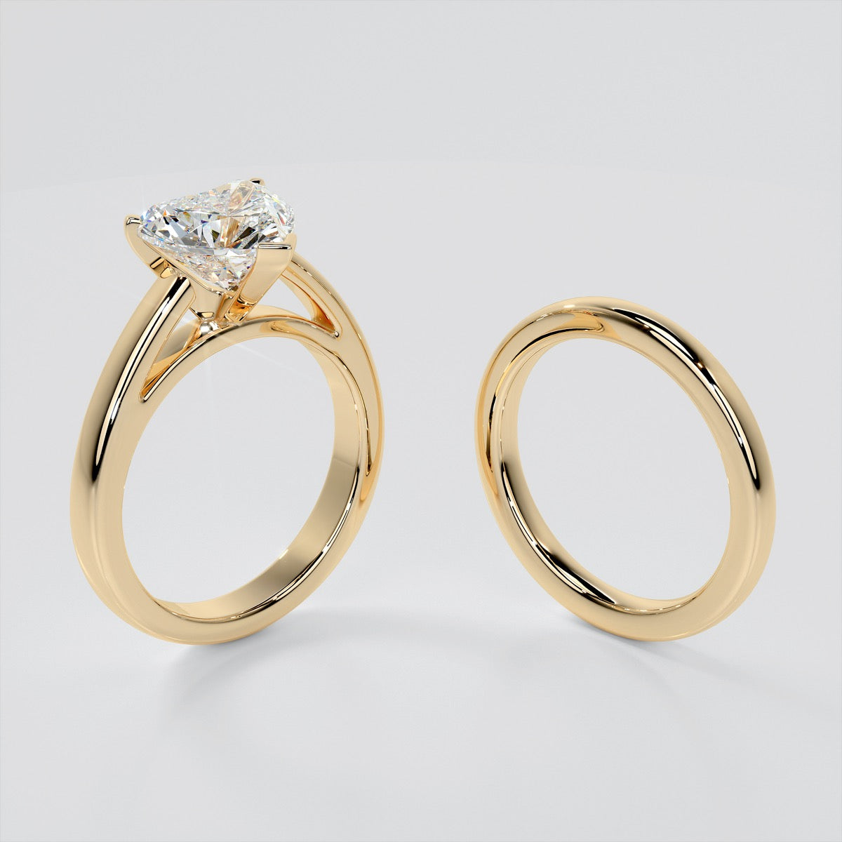 Lab Grown Diamond Heart Cut Cathedral Style Engagement Ring