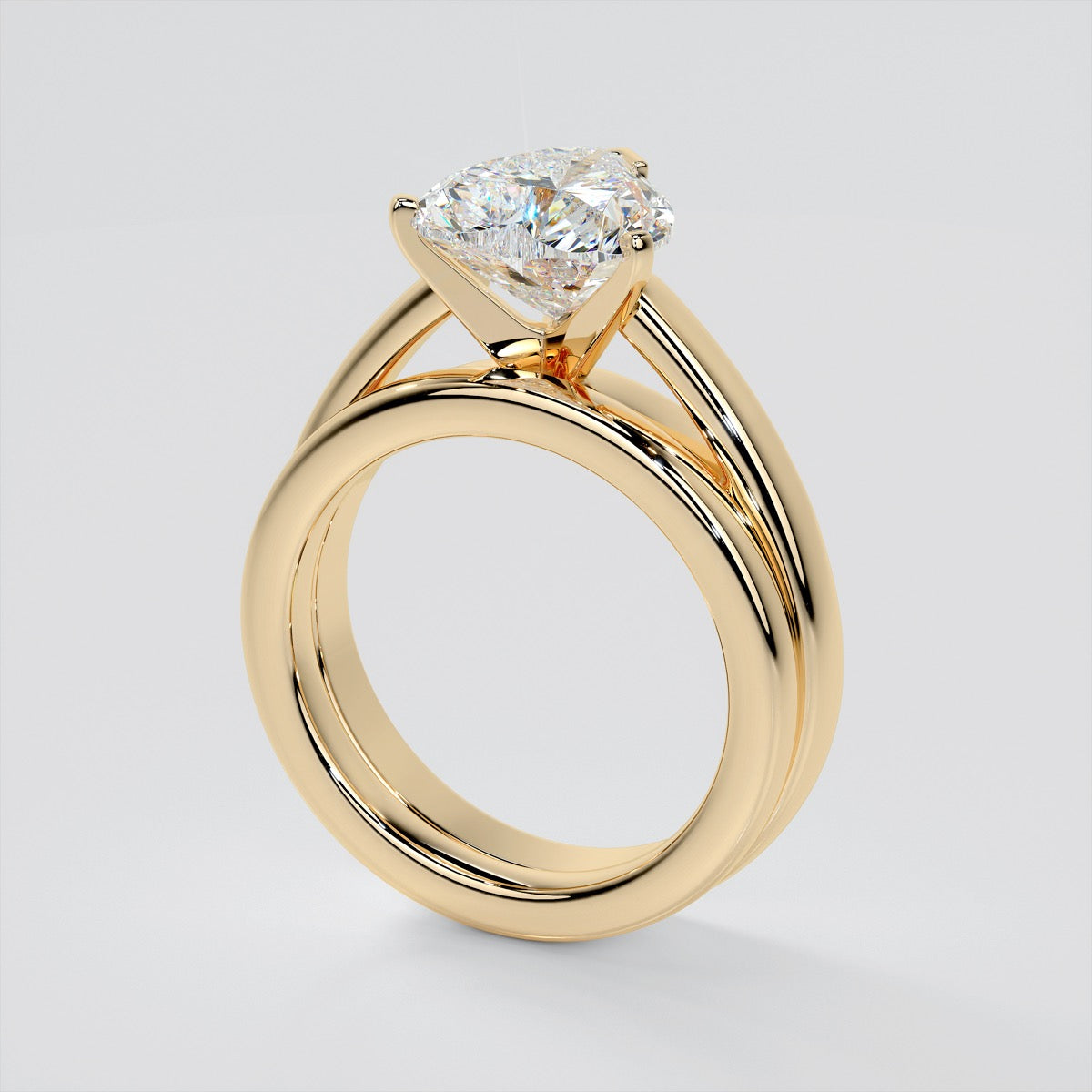 Lab Grown Diamond Heart Cut Cathedral Style Engagement Ring