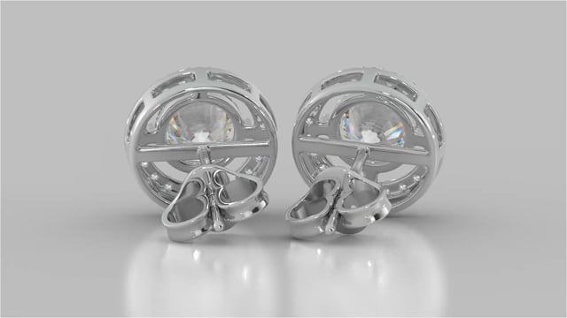 Round Cut Embelished Bail and Halo Earrings