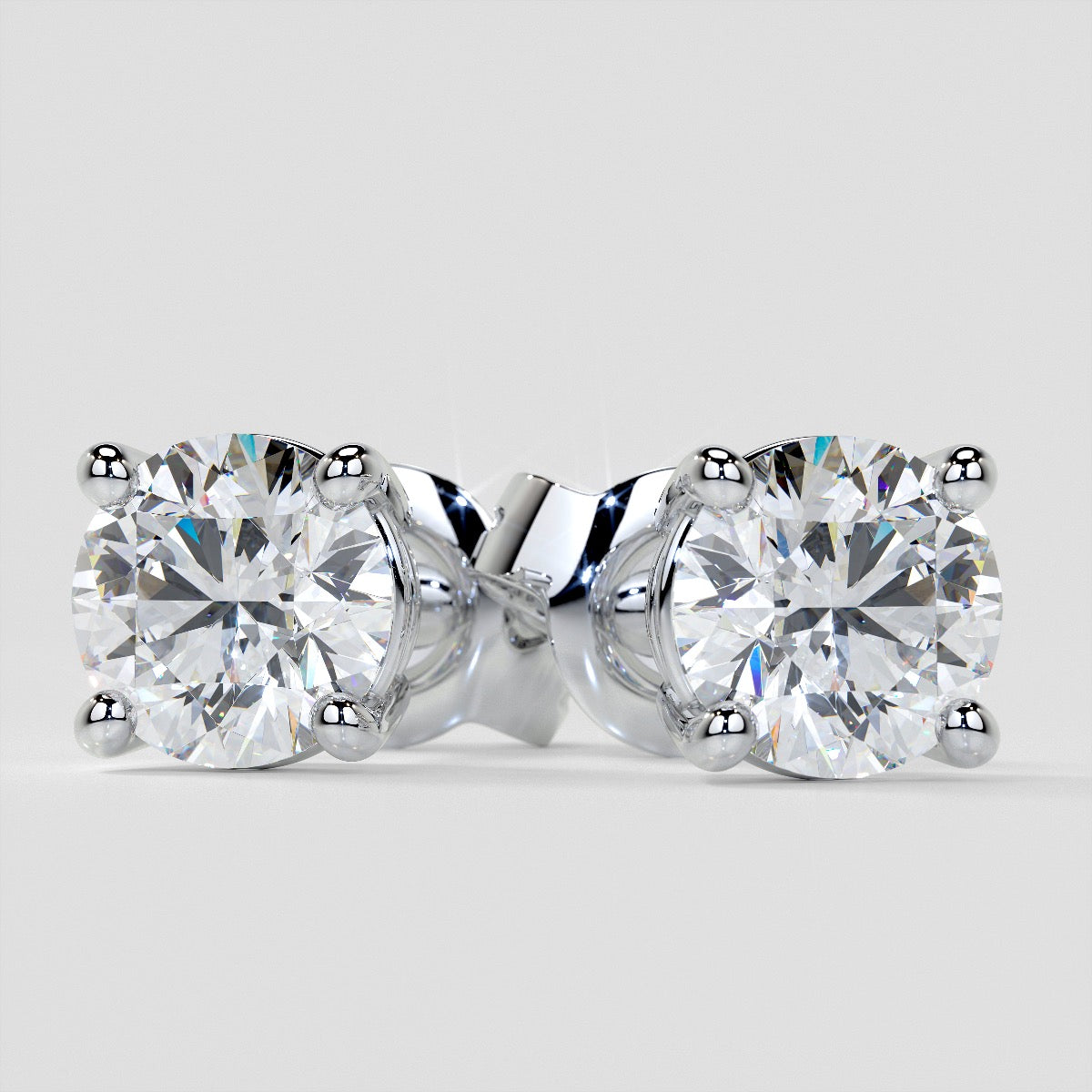 Round Cut Lab Grown Diamond Stud Earrings