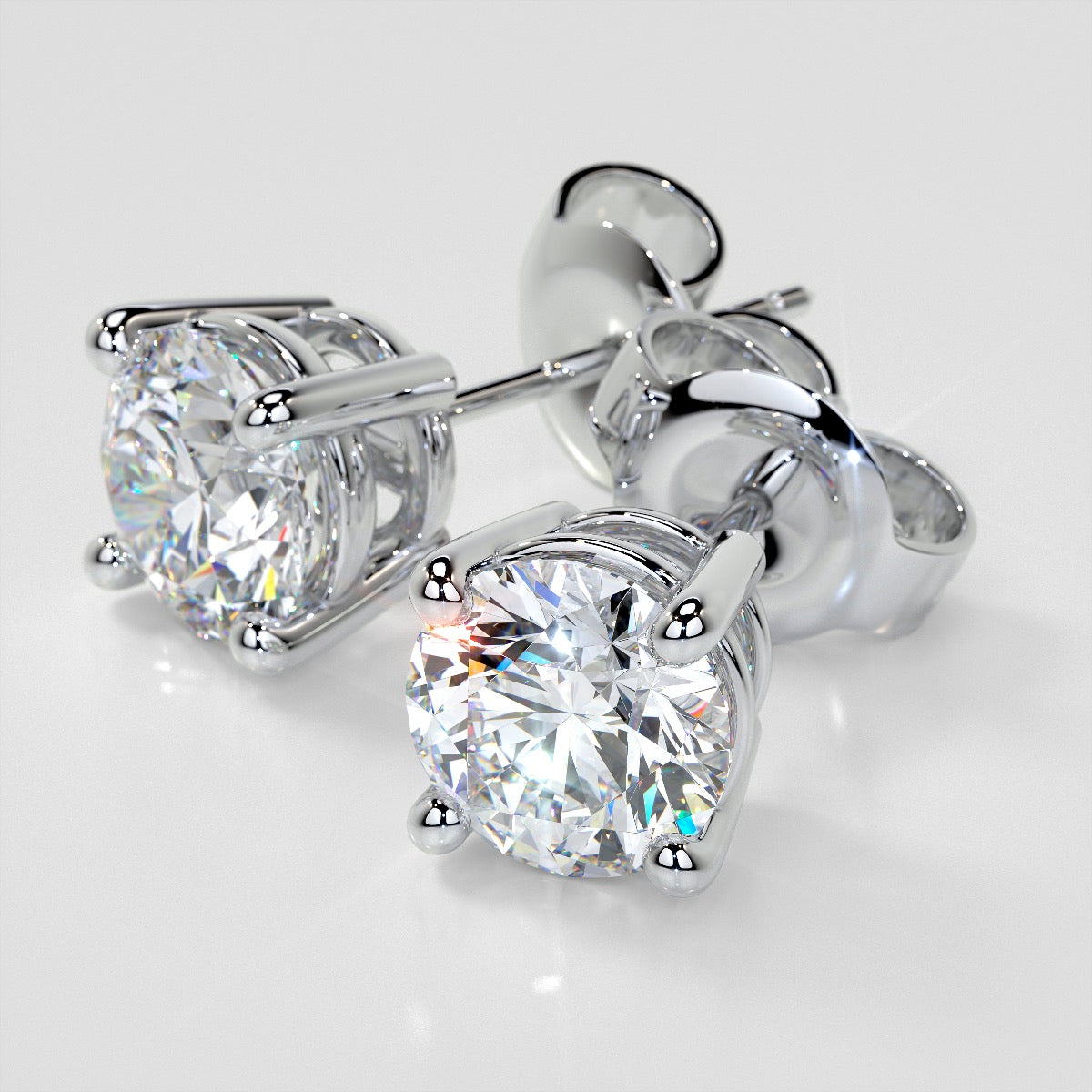 Round Cut Lab Grown Diamond Stud Earrings