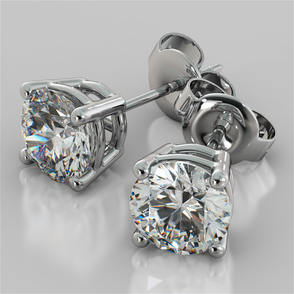 6.0CTW Round Cut Stud Earrings set in 14K White Gold (3.0CT Each)