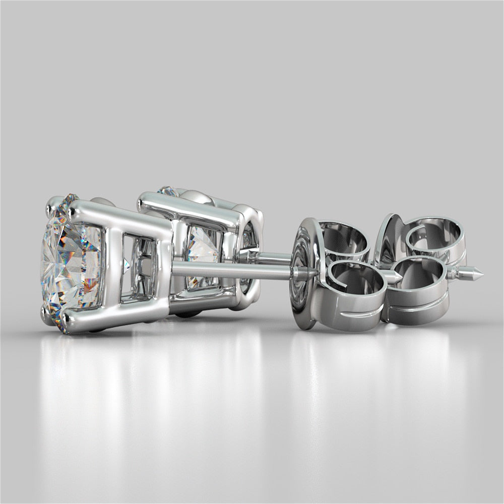 6.0CTW Round Cut Stud Earrings set in 14K White Gold (3.0CT Each) - Same Day Shipping
