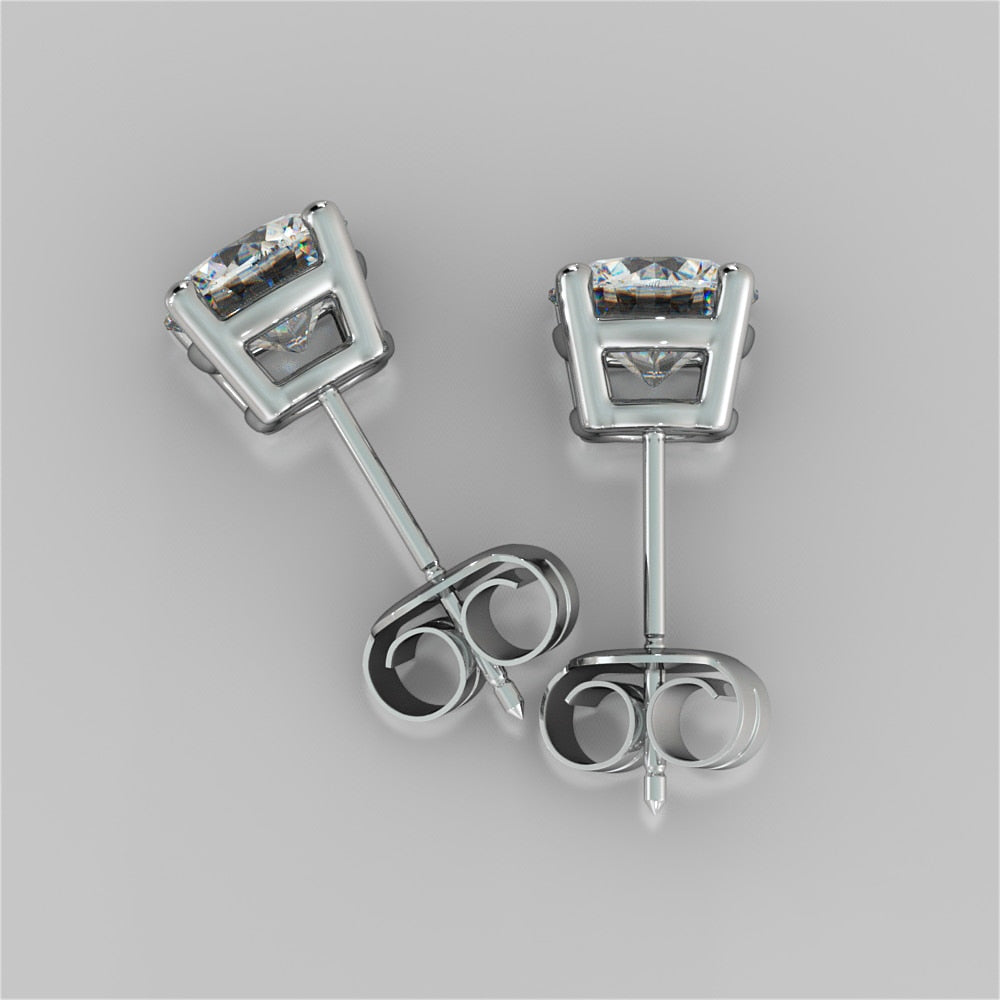 3.0CTW Round Cut Stud Earrings in 14K White Gold (1.50Ct Each)
