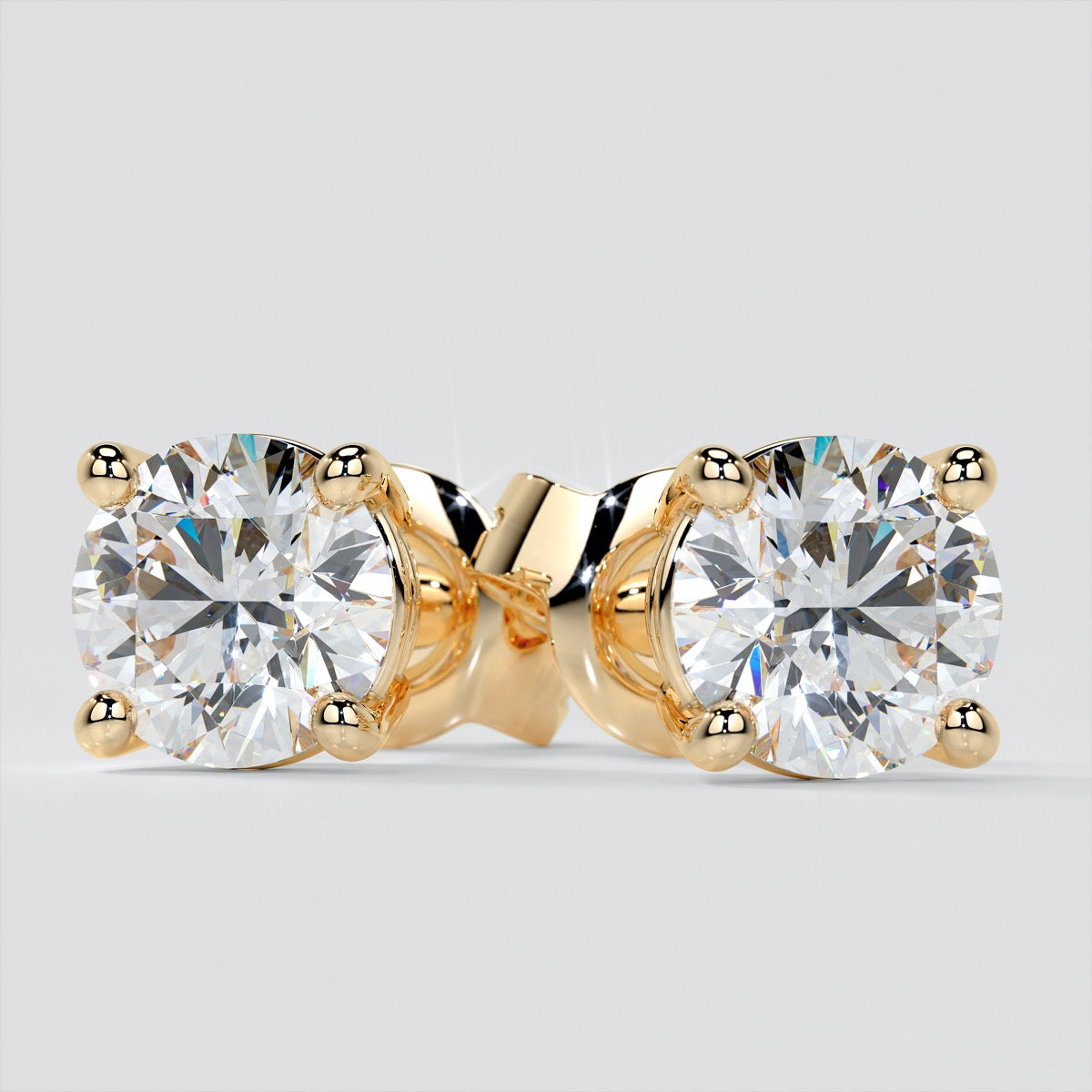 Round Cut Lab Grown Diamond Stud Earrings