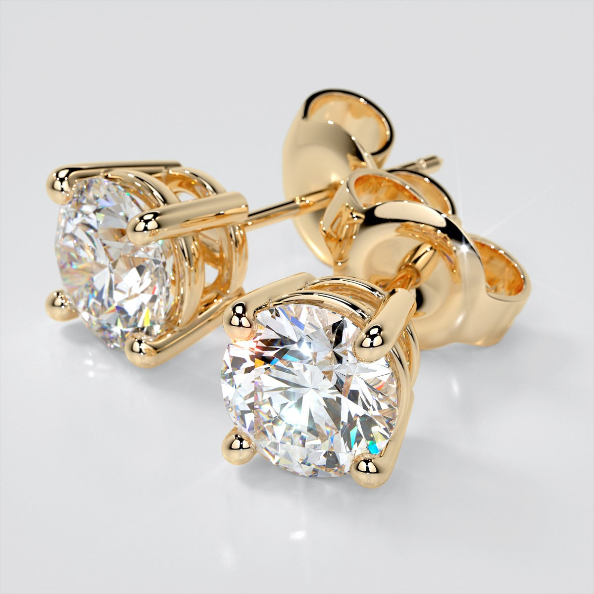 Round Cut Lab Grown Diamond Stud Earrings
