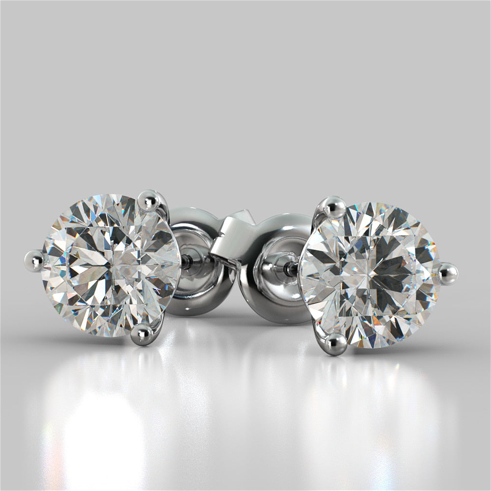 Martini Style Round Cut Stud Earrings