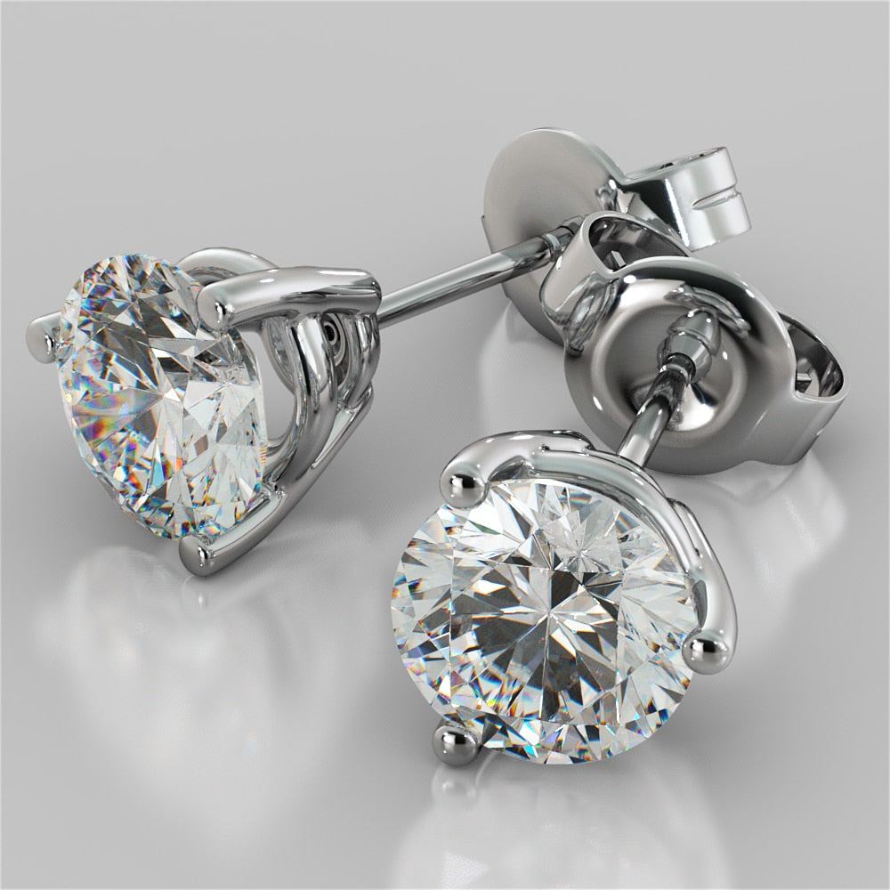 Martini Style Round Cut Stud Earrings