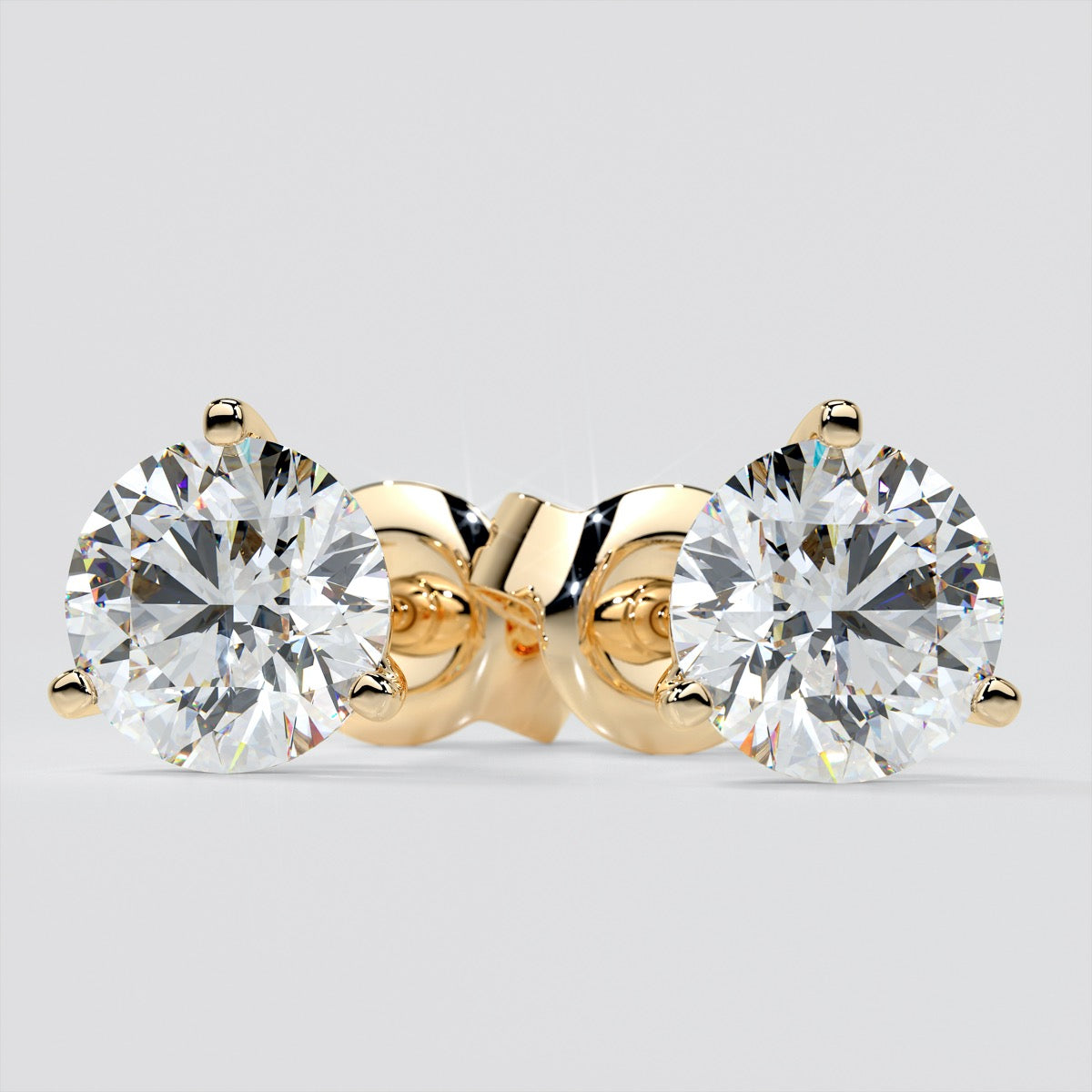 Martini Style Round Cut Stud Earrings