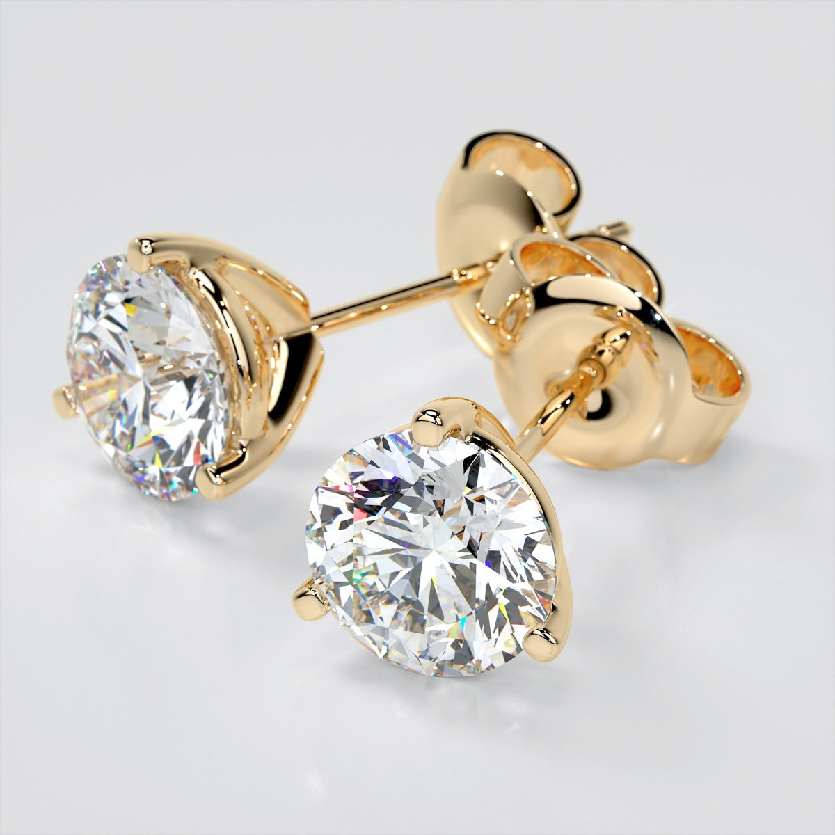 Martini Style Round Cut Stud Earrings