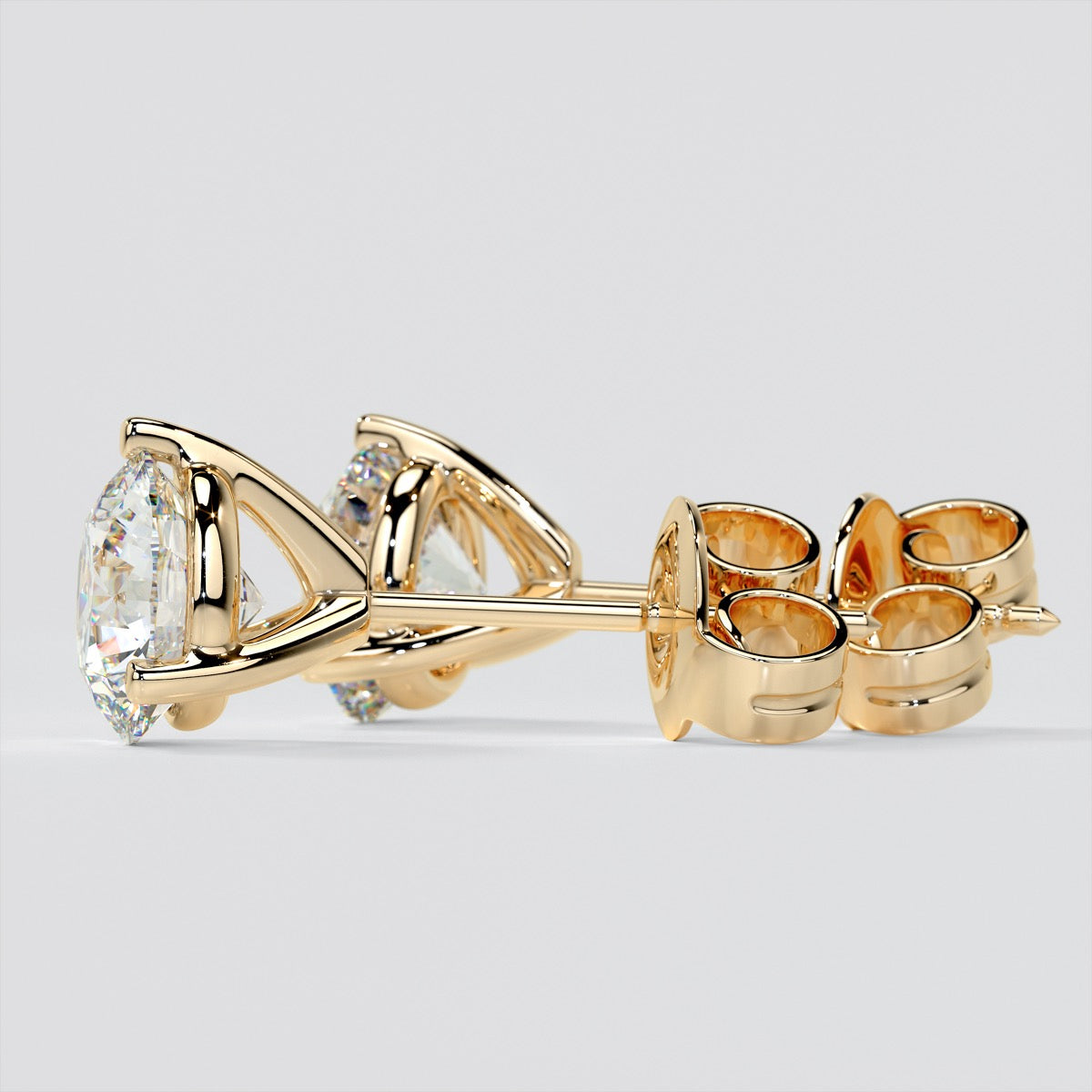 Martini Style Round Cut Stud Earrings
