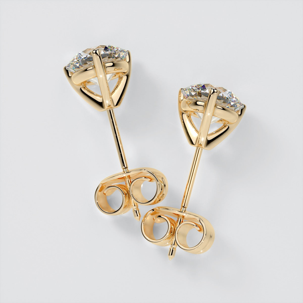 Martini Style Round Cut Stud Earrings