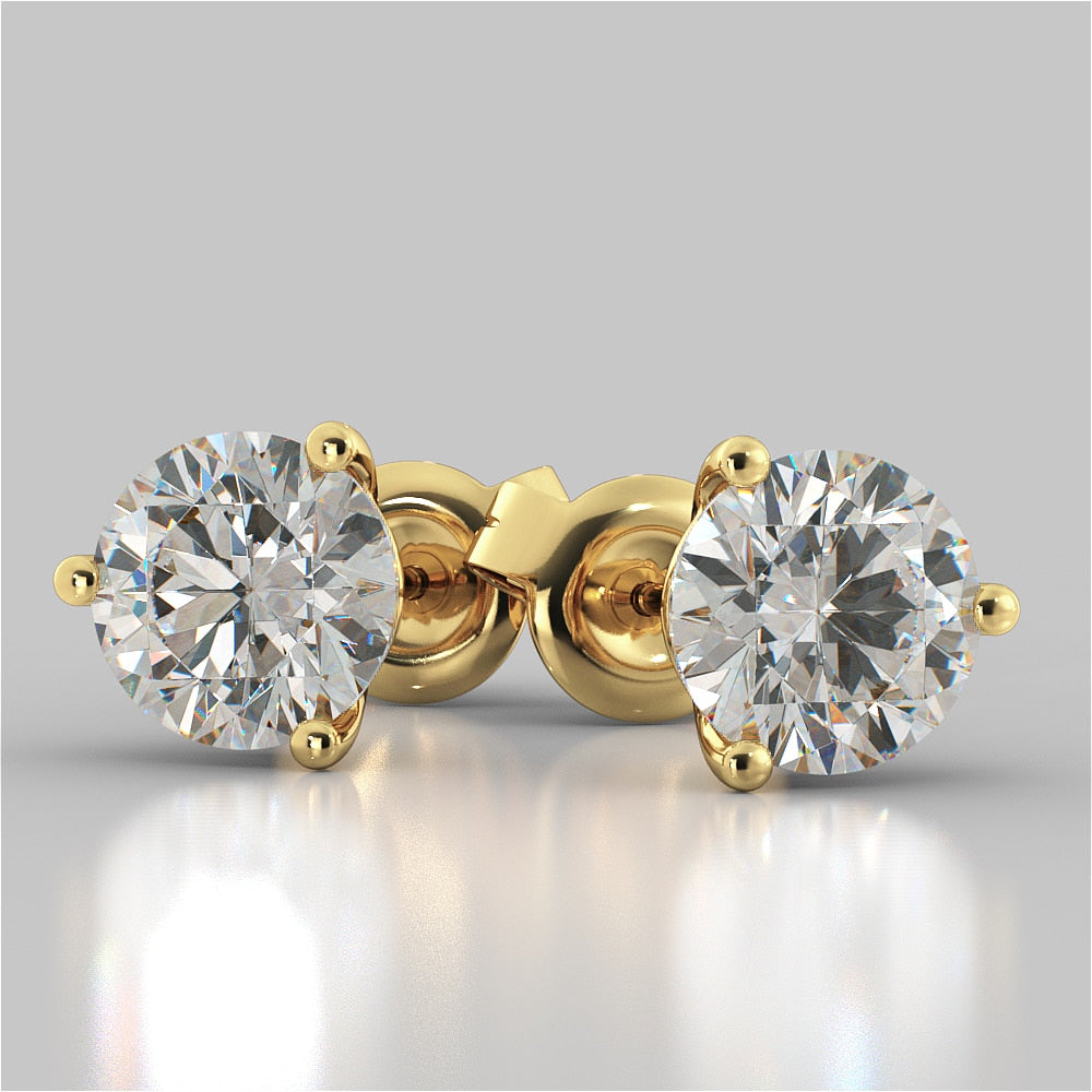 Lab Grown Diamond Martini Style Round Cut Stud Earrings