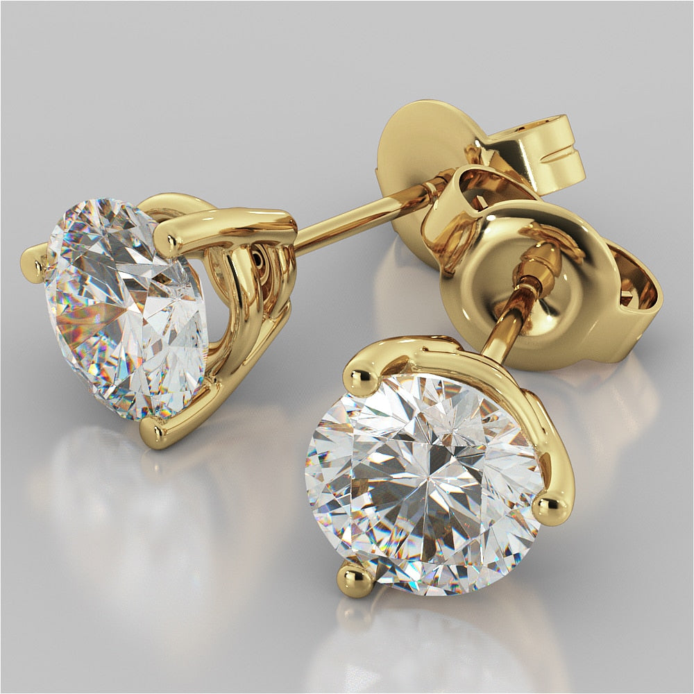 Lab Grown Diamond Martini Style Round Cut Stud Earrings