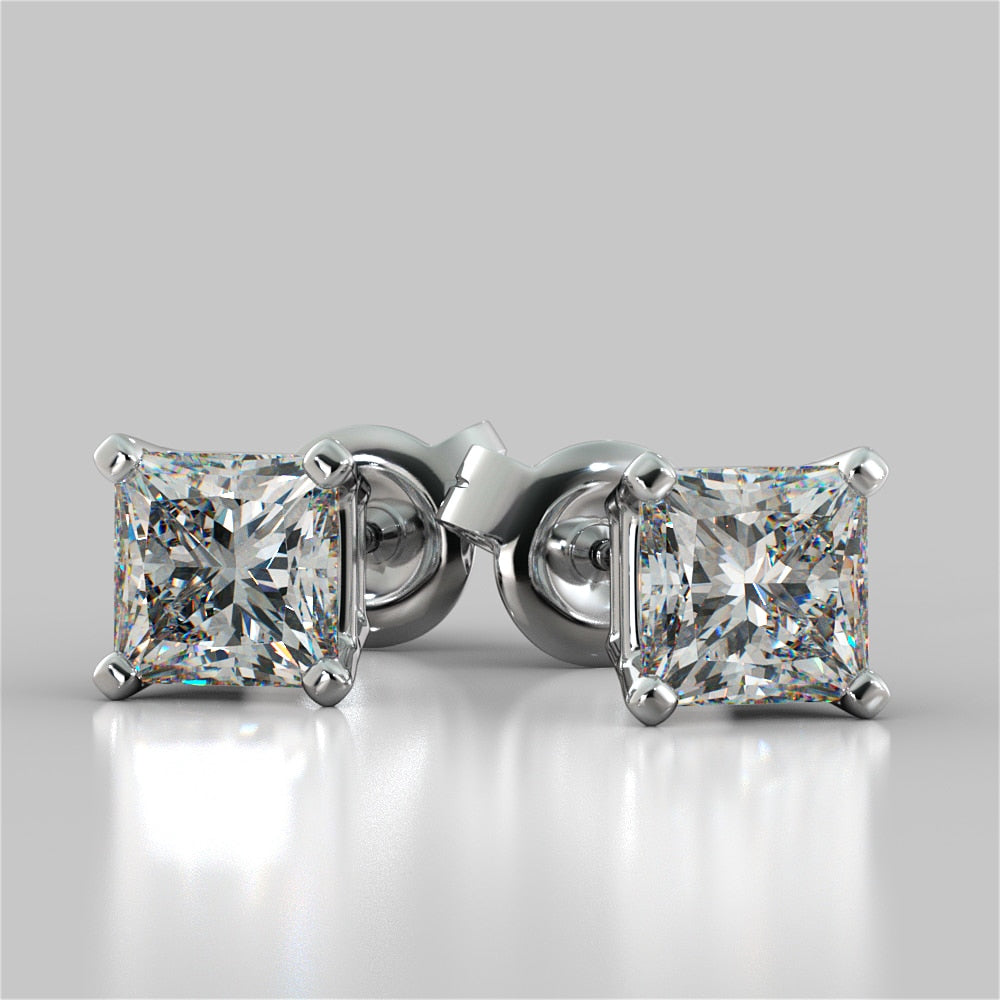 Princess Cut Stud Earrings – Sold as a Pair