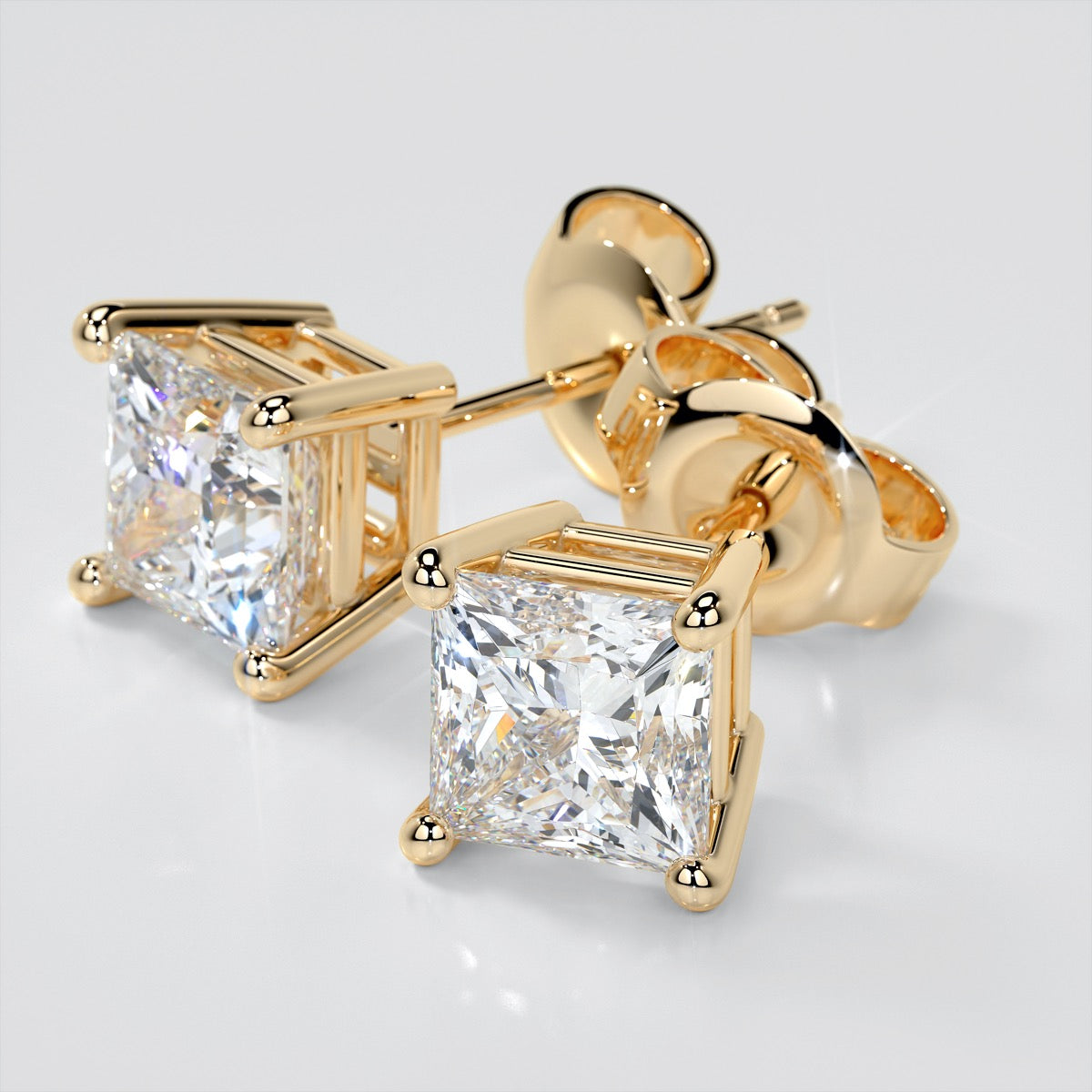 Princess Cut Stud Earrings – Sold as a Pair