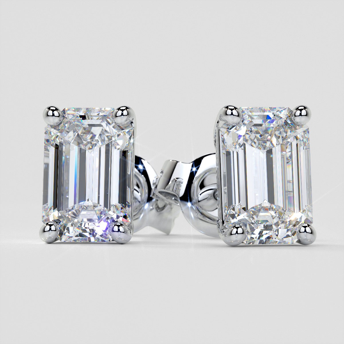 Lab Grown Diamond Emerald Cut Stud Earrings – Sold as a Pair