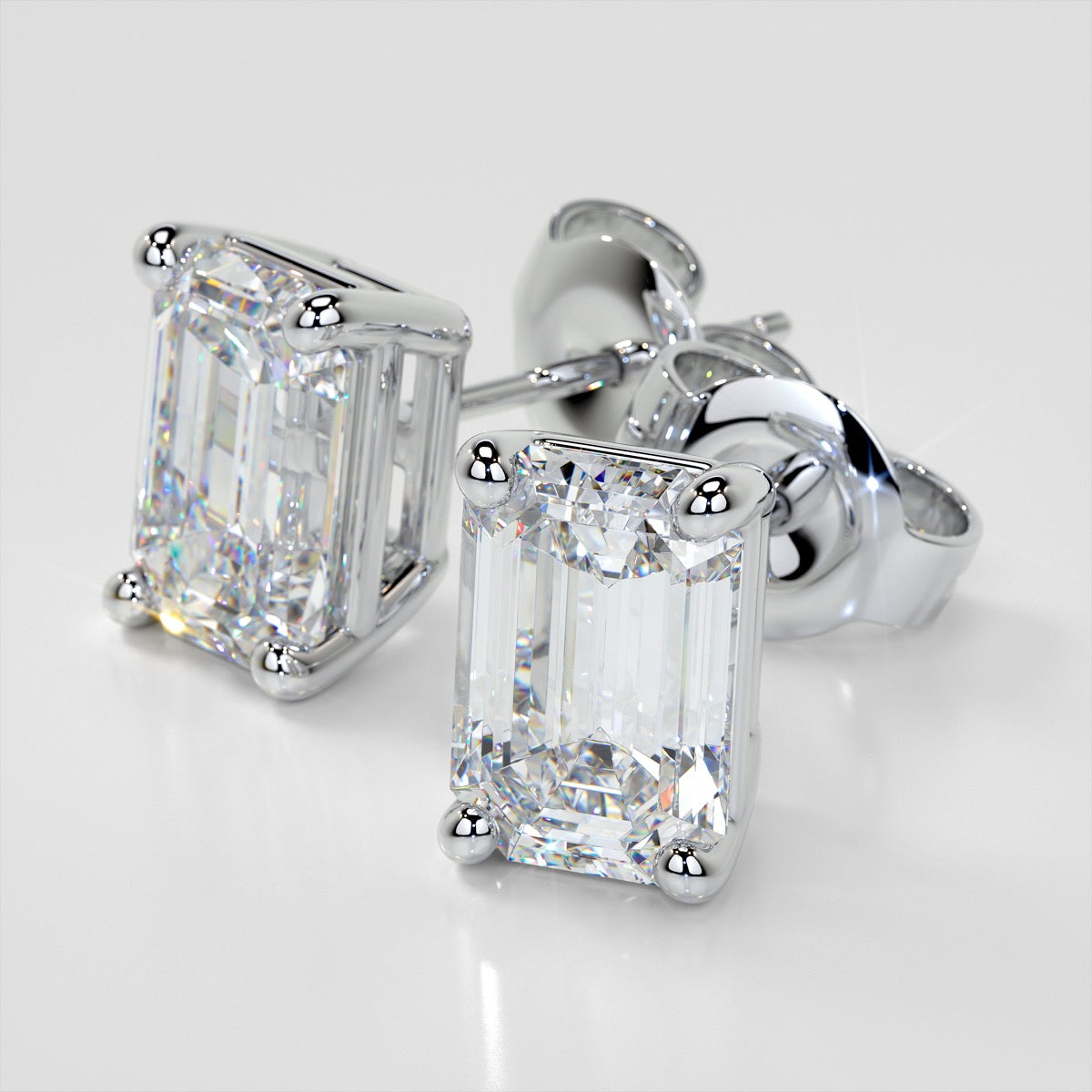 Emerald Cut Stud Earrings