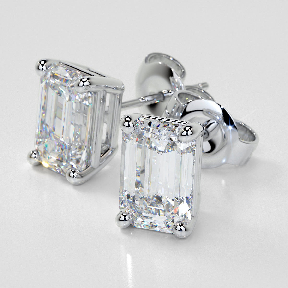 Lab Grown Diamond Emerald Cut Stud Earrings – Sold as a Pair