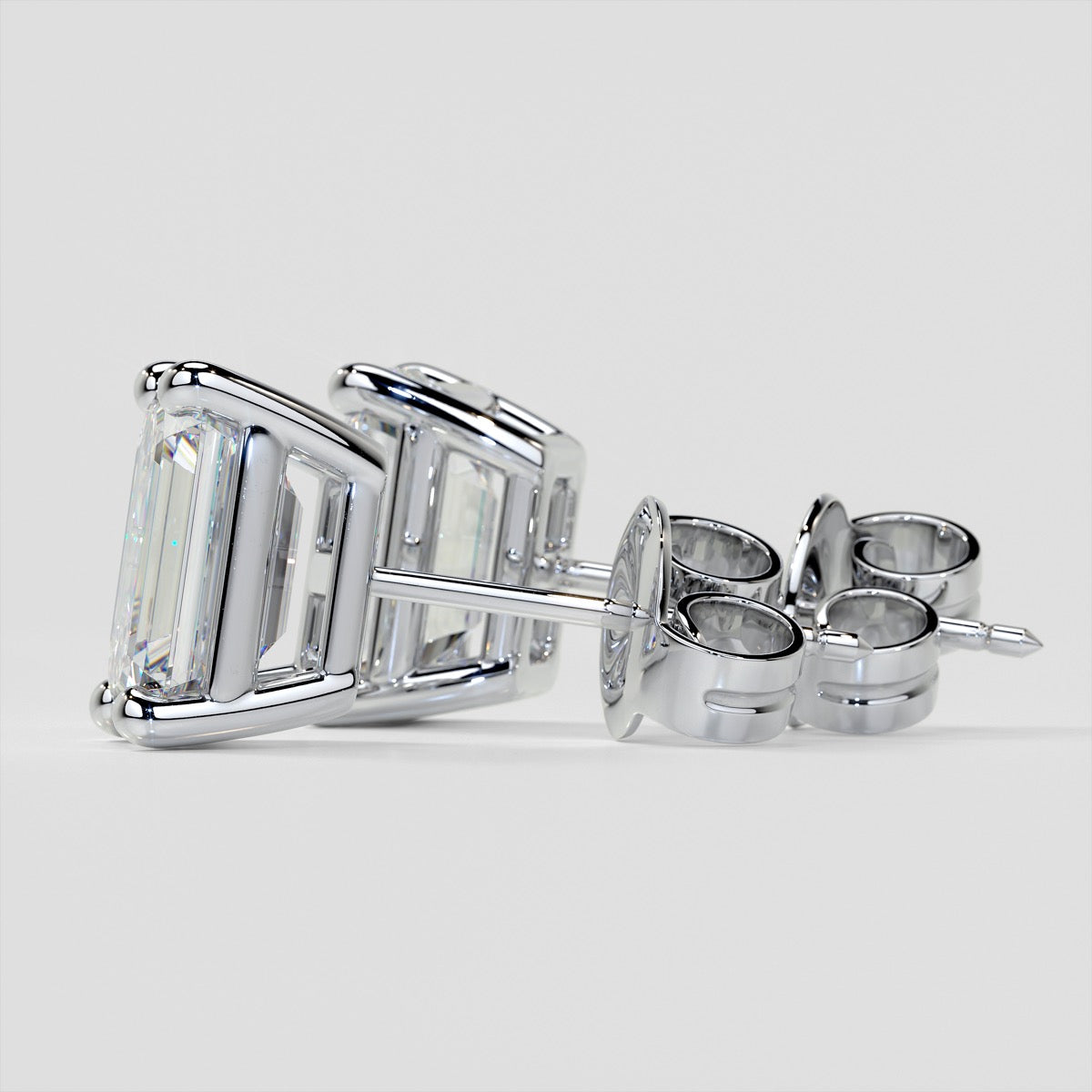 Emerald Cut Stud Earrings