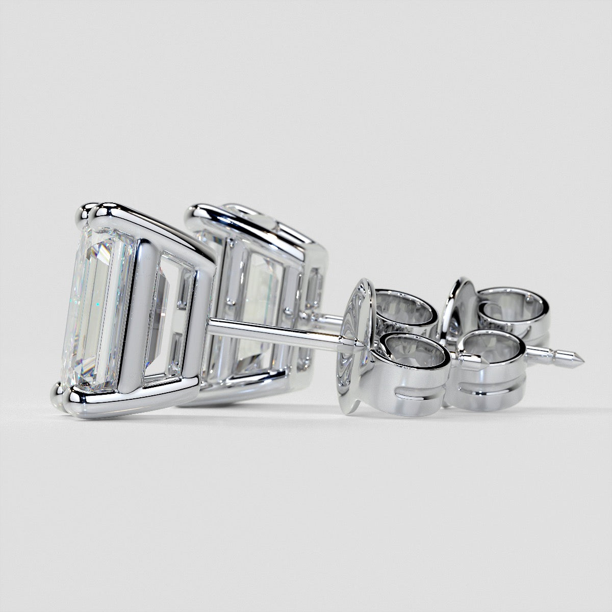Lab Grown Diamond Emerald Cut Stud Earrings – Sold as a Pair