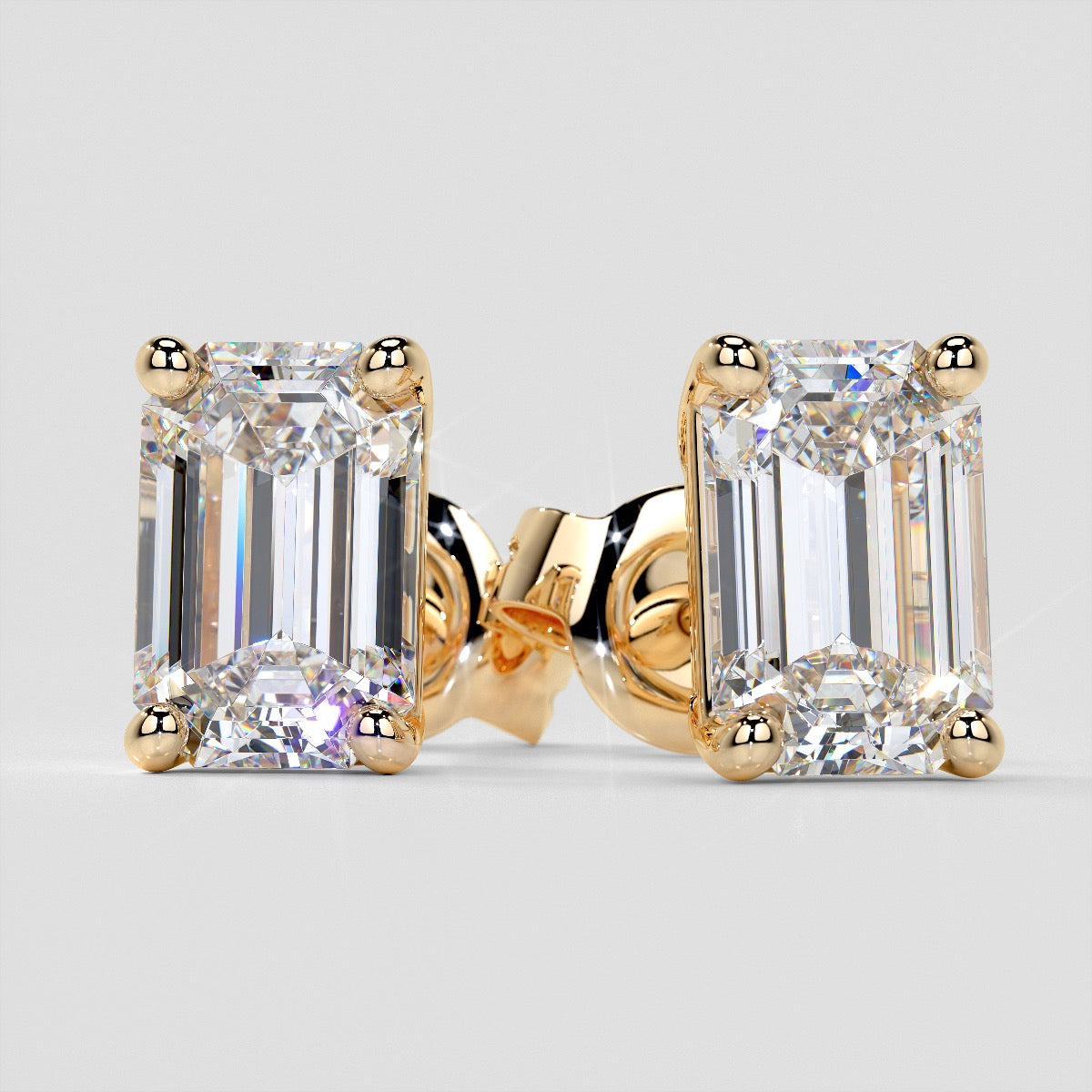Lab Grown Diamond Emerald Cut Stud Earrings – Sold as a Pair
