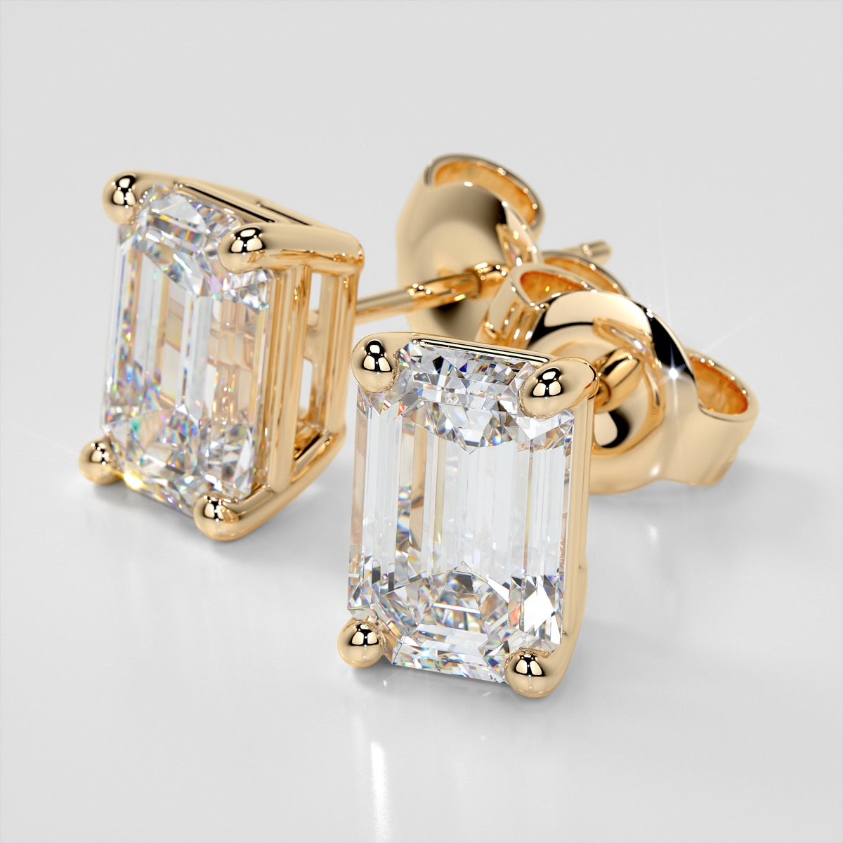 Emerald Cut Stud Earrings