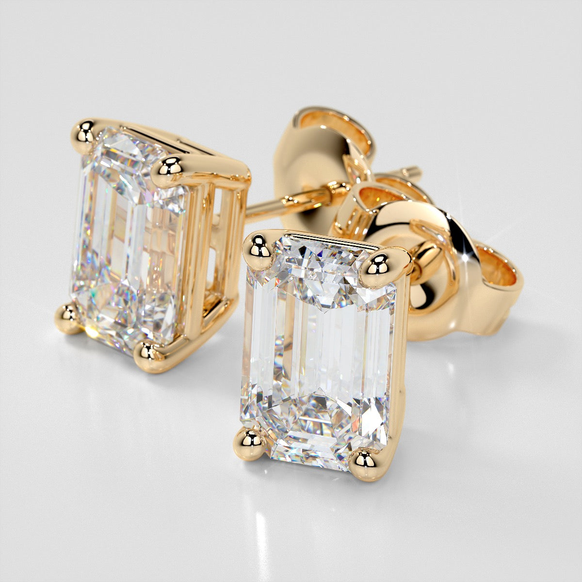 Lab Grown Diamond Emerald Cut Stud Earrings – Sold as a Pair