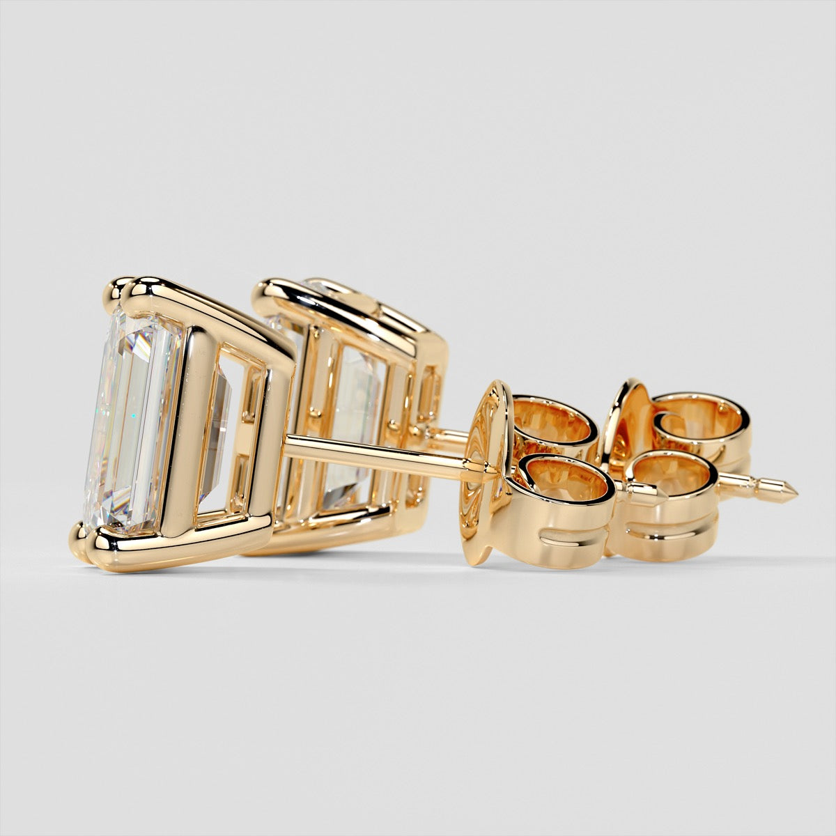 Emerald Cut Stud Earrings