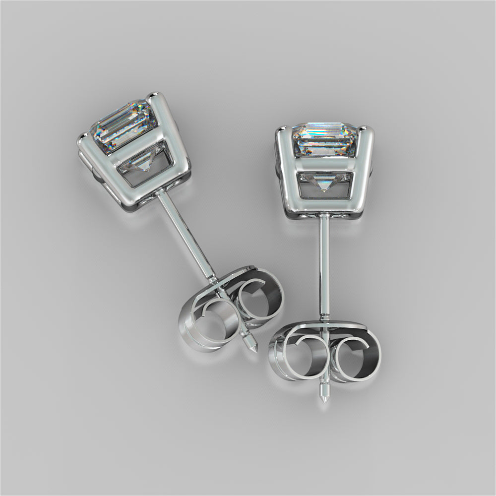 Asscher Cut Stud Earrings