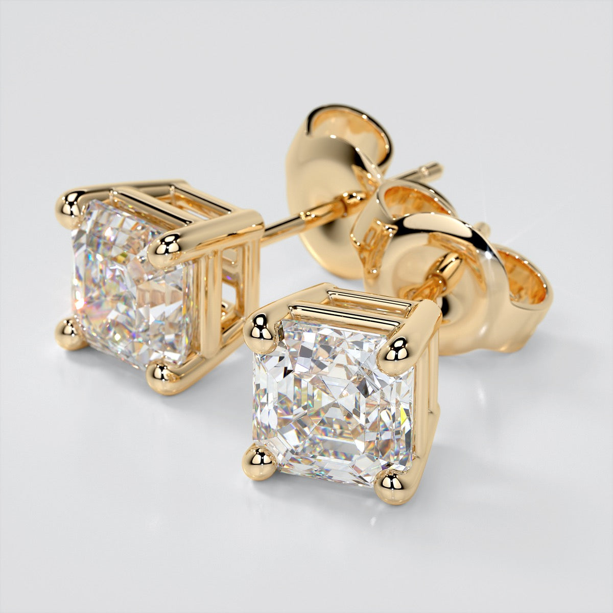 Asscher Cut Stud Earrings